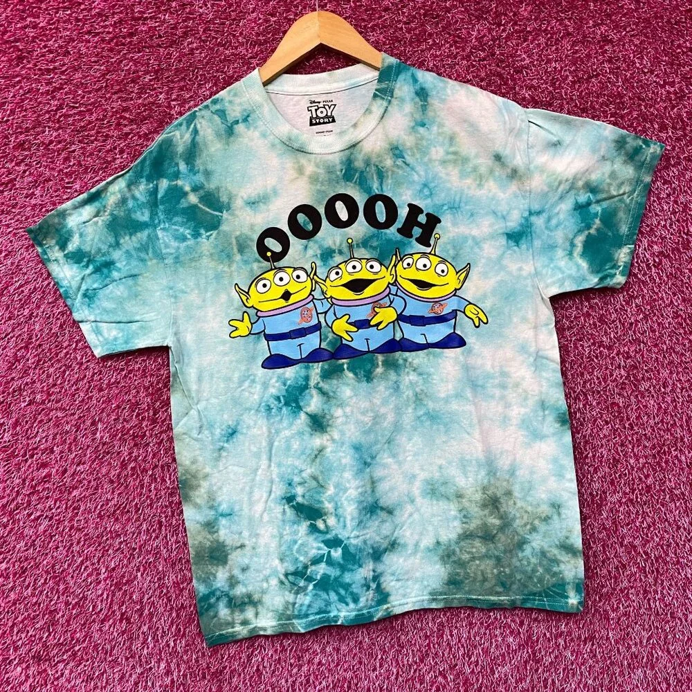 Disney X Pixar Toy Story Aliens Little Green Men Ooooh! Tie Dye T-Shirt Large - Picture 3 of 4
